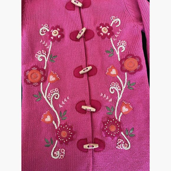 The Children's Place Pink Floral Knit Hooded Cardigan Sweater size Girls L 10/12 - Picture 6 of 7